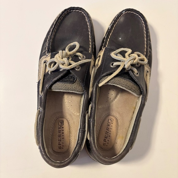 Sperry Top Sider Signature Leather Loafers Boat Shoes Blue Tan Womens US 6.5 - Picture 3 of 5